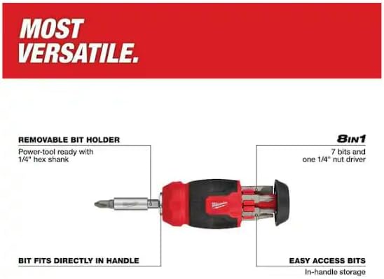 Milwaukee Electric - 2PC 14-in-1 RATCHETING Multi-BIT Screwdriver and 8