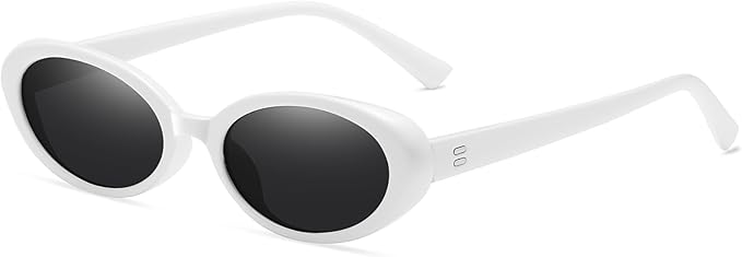Retro Oval Sunglasses for Women Men Fashion Small Oval Sunglasses 90s Vintage Shades