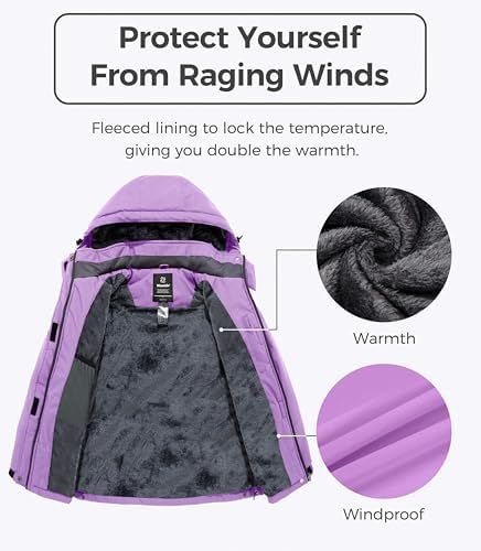 wantdo Women's Ski Jacket Waterproof Warm Fleece Lined Winter Snow Coat
