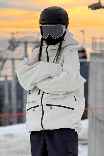 GSOU SNOW Snowboard Jacket Mens Womens Ski Jacket Baggy Snow Hoodie Coat