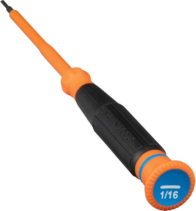 Klein Tools 6273INS Insulated Precision Screwdriver, 1/16-Inch Mini Electrician Screwdriver, 1000-Volt Cushion Grip Handle