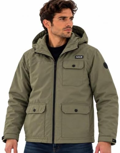 Hurley Mens Winter Parka Jacket, Sherpa Lined Hooded Winter Coat
