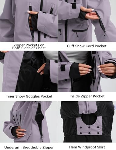 GSOU SNOW Snowboard Jacket Mens Womens Ski Jacket Baggy Snow Hoodie Coat