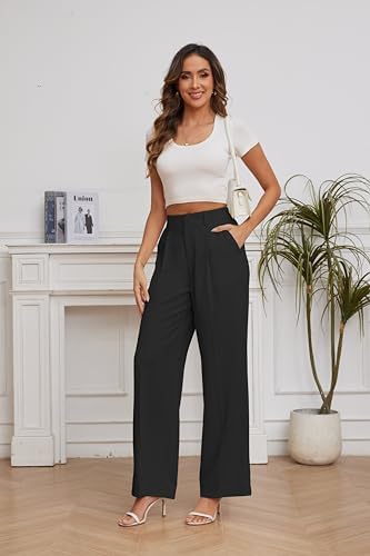 FUNYYZO Wide Leg Dress Pants for Women Work Slacks Business Casual Outfits