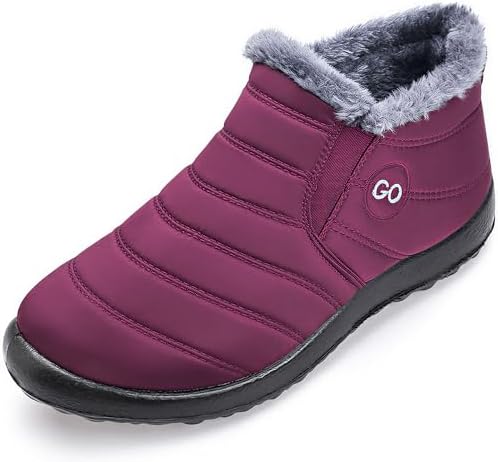 HARENCE Snow Boots for Women Winter Boot with Comfortable Warm Fur Lined Ankle Booties Outdoor Slip On Waterproof Short Boots