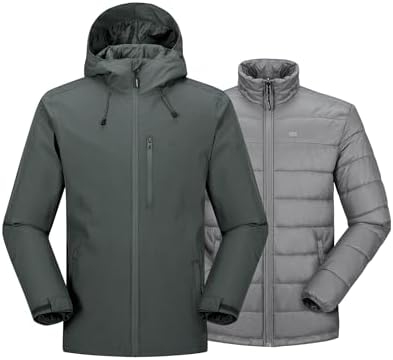 33,000ft Men's Hooded Waterproof 3 in 1 Snow Ski Jacket Winter Puffer Coat