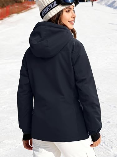 FREE SOLDIER Women's Waterproof Ski Snow Jacket Warm Fleece Lined Winter Rain Jacket with Hood Fully Taped Seams