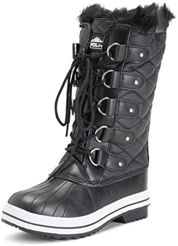 POLAR Womens Snow Boot Nylon Tall Winter Fur Lined Snow Warm Waterproof Rain Boot