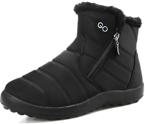 HARENCE Snow Boots for Women Winter Boot with Comfortable Warm Fur Lined Ankle Booties Outdoor Slip On Waterproof Short Boots