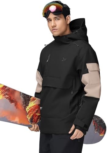Men's Ski Jacket Snowboard Snow Coat Waterproof Insulated Winter Warm Loose Fit Pullover Hoodie