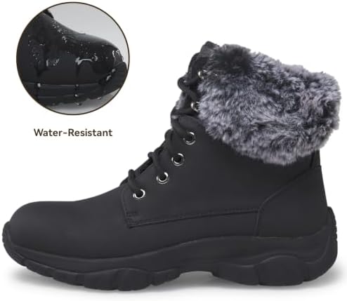 ANJOUFEMME Womens Winter Snow Hiking Boots Fur Lined Lightweight Warm Shoes