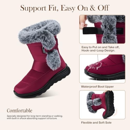 SHIBEVER Warm Winter Boots for Women: Snow Comfortable Casual Walking Boot