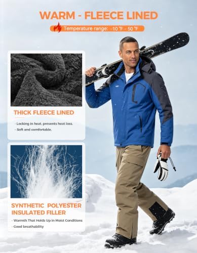 wantdo Men's Softshell Waterproof Polar Fleece Breathable Climbing Ski Coat