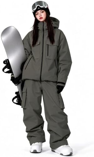 Women's Snow Snowboard Suits Insulated Snowsuits Baggy Ski Jacket and Pants