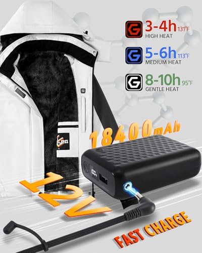Wulcea Graphene Heated Jacket For Women 12V 18400mAh Fast Charge With Large Capacity