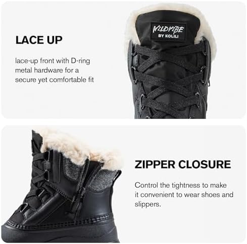 KOLILI Womens Winter Snow Boots Waterproof Warm Duck Walking Boots