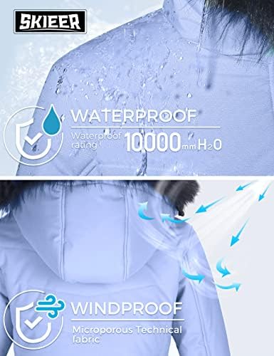 Women's Ski Jacket Waterproof Warm Puffer Thick Hooded Winter Coat