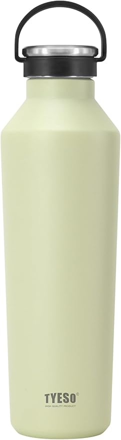 TYESO Stainless Steel Vacuum Insulated Water Bottle, Insulated Water Bottle with Soft Silicone Carry Handle (KHAKI, 25 OZ)