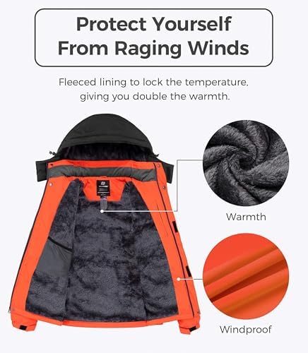 wantdo Men's Softshell Waterproof Polar Fleece Breathable Climbing Ski Coat