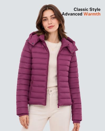 Wulcea Graphene Heated Jacket for Women Lightweight Hooded Puffer Waterproof 12V 18400mAh Large Capacity Battery Fast Charge