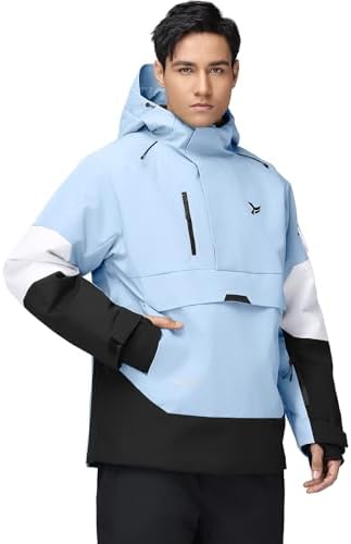 Men's Ski Jacket Snowboard Snow Coat Waterproof Insulated Winter Warm Loose Fit Pullover Hoodie
