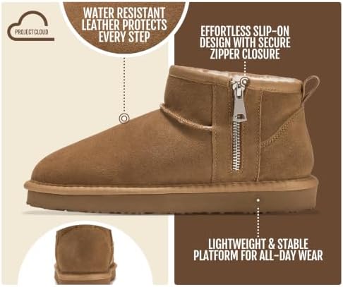 Project Cloud 100% Genuine Leather Womens Boots Ankle Boots for Women Shoes