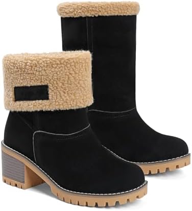 AOSPHIRAYLIAN Snow Boots Women Fur Lined Winter Boots Slip on Warm Shoes