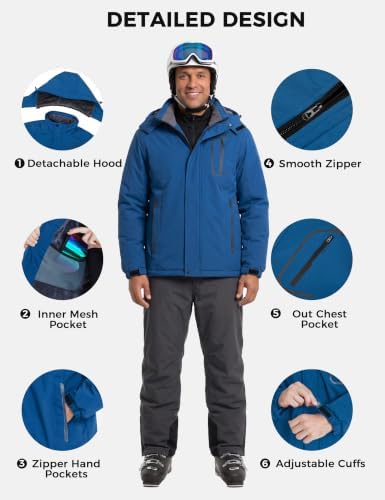 Men's Ski Jacket Windproof Waterproof Rain Coat Snow Winter Jacket