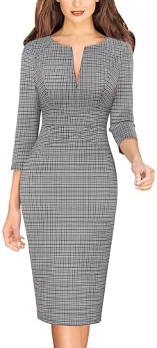 VFSHOW Womens Work Business Office Zipper Up Slim Bodycon Sheath Dress