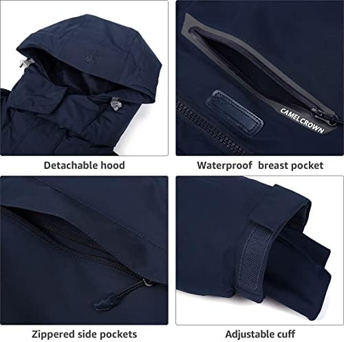 CAMEL CROWN Women’s Mountain Snow Waterproof Ski Jacket Detachable Hood Windproof Fleece Parka Rain Jackt Winter Coat