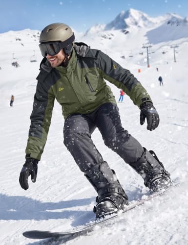 MAGCOMSEN Men's Winter Coats Water Resistant Ski Snow Jacket Warm Fleece Jacket Parka Raincoats With Hood Multi-Pockets