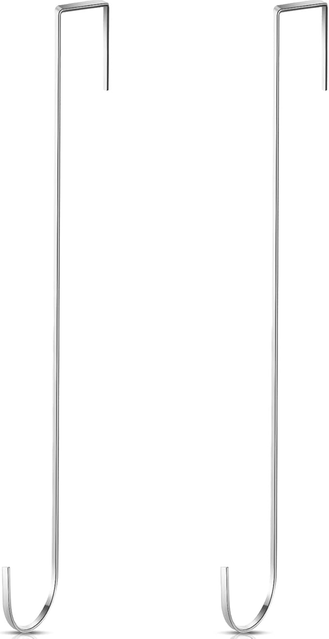 Hotop 15 Inch Wreath Hangers for Front Door Wreath Doors Hangers Steel Material Clothes Towel Hooks Holder Over The Door Hanger Hooks 2 Pcs for Christmas Halloween Front Decorations(Silver)