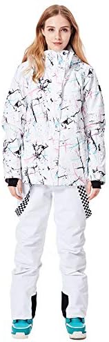 Women's Ski Jackets and Pants Set Windproof Waterproof Insulated Snowsuit Winter Warm Snowboarding Snow Coat