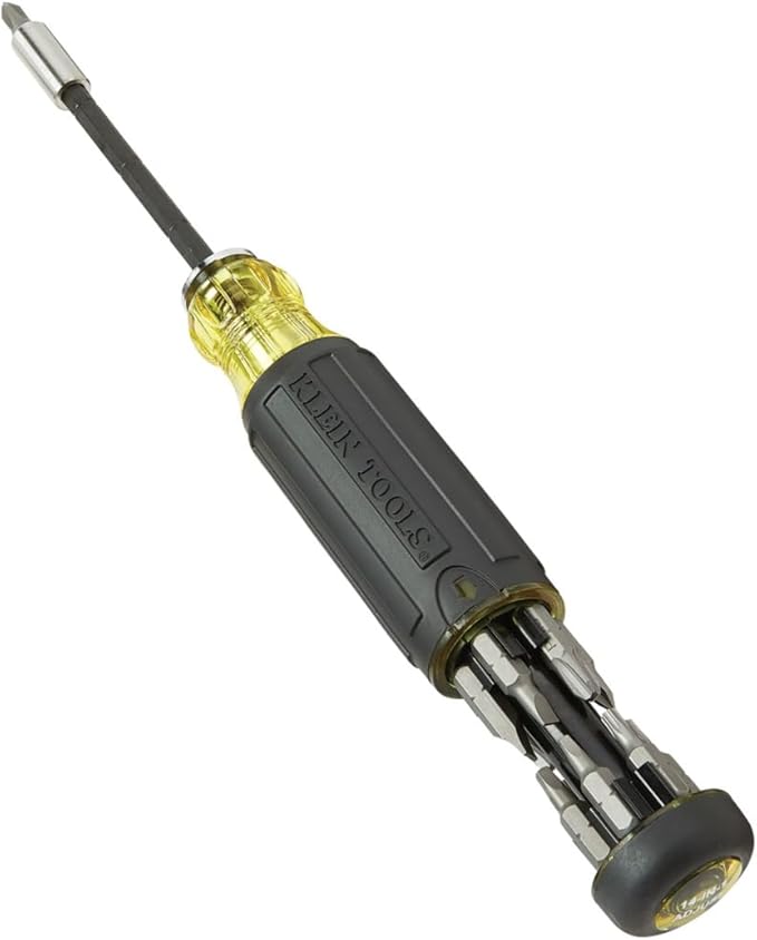 Klein Tools 32303 Multi-Bit Screwdriver / Nut Driver, Impact Rated 14-in-1 Magnetic Screwdriver Set Phillips, Slotted, Square, Combo, Torx