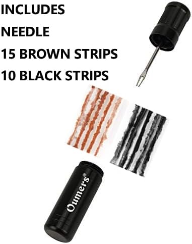 Oumers Tubeless Bike Tire Repair Tool Kit, Bike Tire Punctures with 5PCS Bacon Strips Plus Insertion Tool Tire Repair Fork Reamer