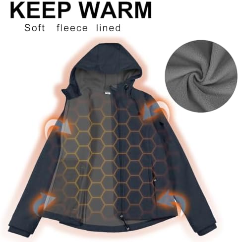33,000ft Women's Softshell Jacket Waterproof Hooded Fleece Lined Rain Coat