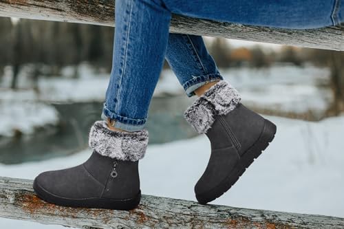 TEMOFON Women Snow Boots Waterproof: Fur Lined Warm Winter Ankle Booties