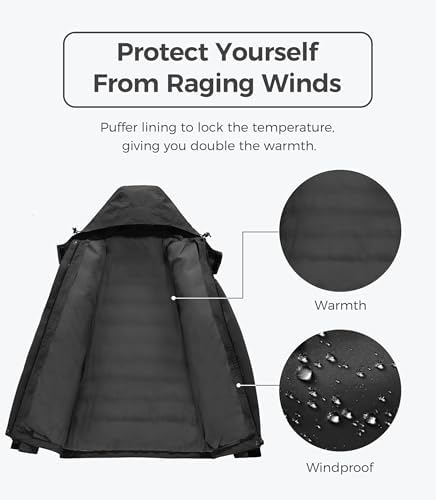 wantdo Women's 3 In 1 Ski Jacket Cotton Padded Liner Winter Coat