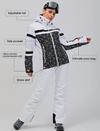 Women's Ski Jackets and Pants Set Windproof Waterproof Insulated Snowsuit Winter Warm Snowboarding Snow Coat