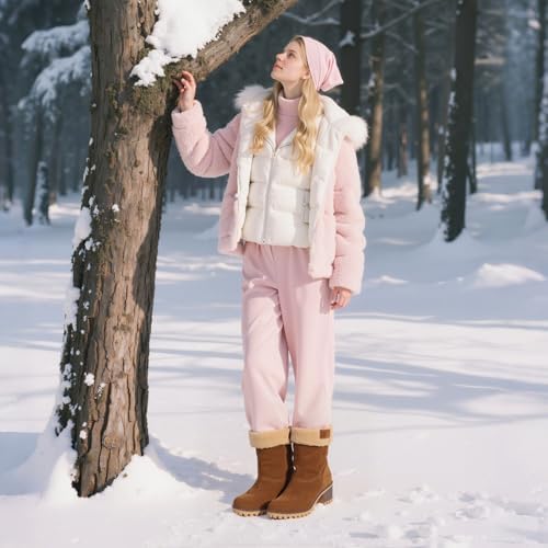 AOSPHIRAYLIAN Snow Boots Women Fur Lined Winter Boots Slip on Warm Shoes