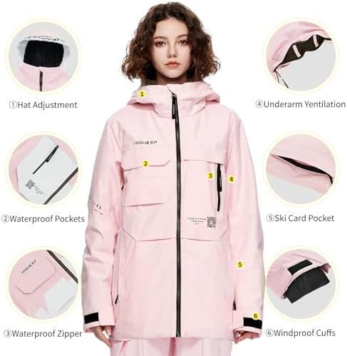 Womens Snowboard Jacket Baggy Ski Coat Snow with Hood