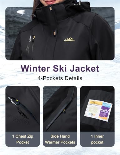 MAGCOMSEN Women's 3-in-1 Winter Coats Snow Ski Jacket Waterproof Windproof Fleece Lined Winter Jacket Parka