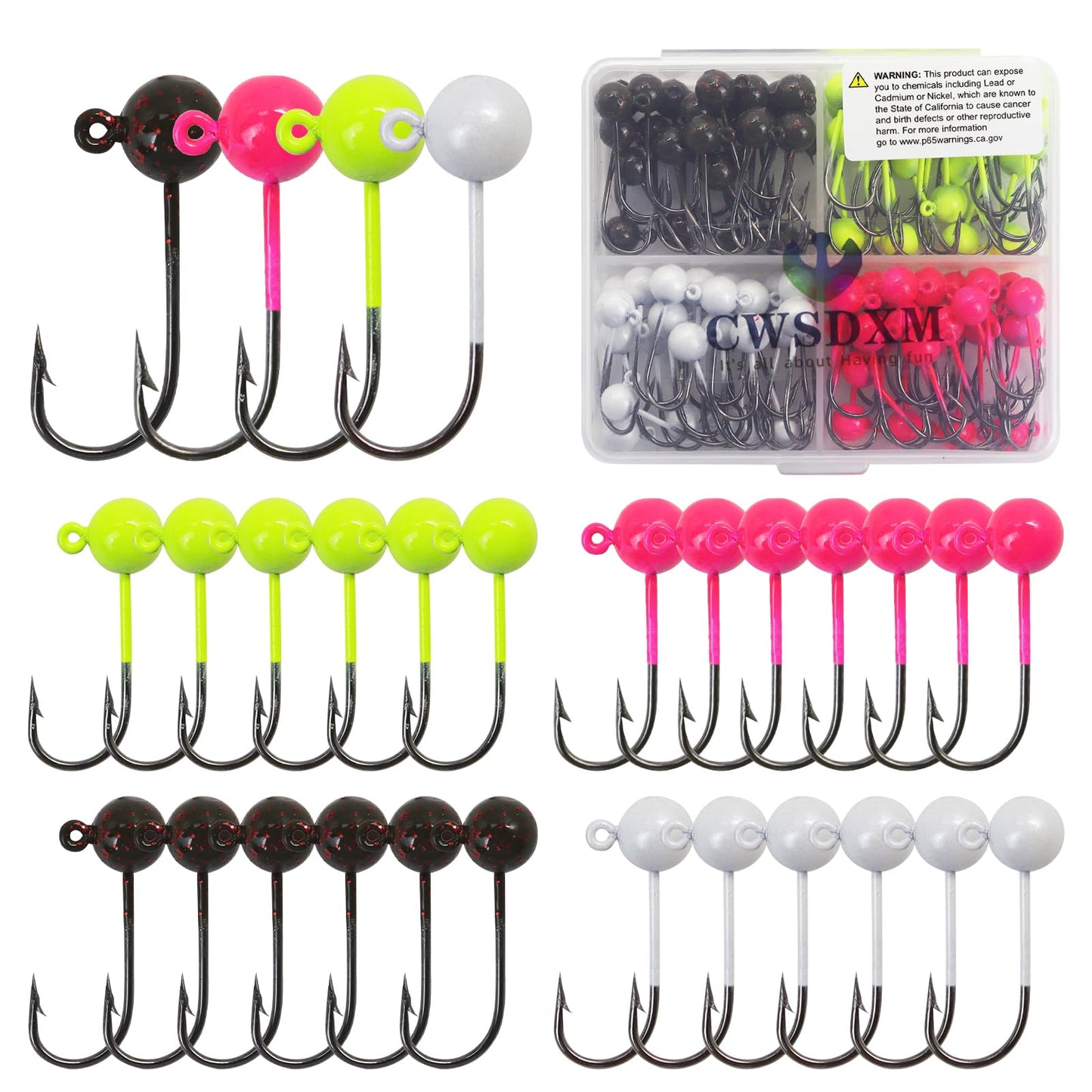100pcs Crappie Jig Heads Fly Tying Jigs Kit Jig Heads for Fly Fishing Fly Fishing Hooks 0.4g 0.8g 1g 1.5g (1.5g)