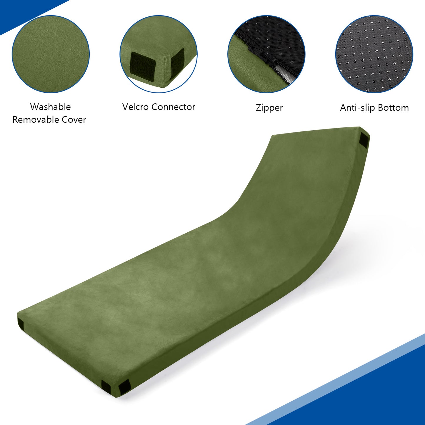 75x30x2.5in, Memory Foam, Army Green, Camping Mattress With Storage Bag