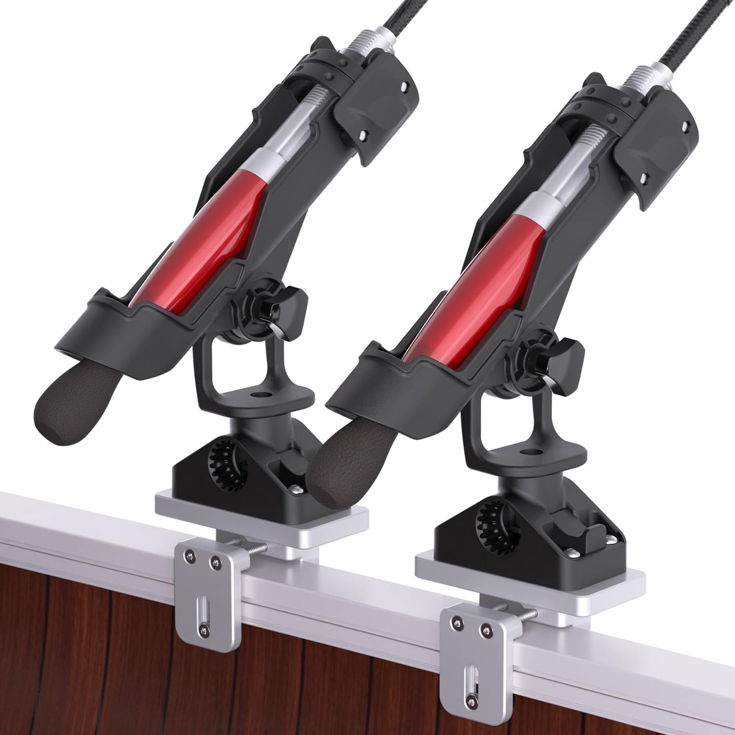 Fishing Rod Holders for Boat Fishing Boat Rod Holder with Square Rail Mount Track Mount 360 Degree Adjustable Fishing Pole Holders Fishing Rod Rack 2Pack
