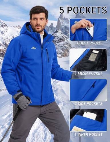 MAGCOMSEN Men's Winter Ski Jacket Waterproof Snow Fleece Lined Warm Coats