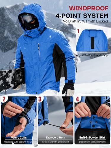 FREE SOLDIER Men's Winter Ski Snow Jacket Warm Fleece Lined Coats
