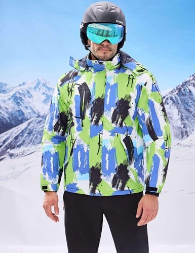 WULFUL Men's Waterproof Ski Jacket Warm Winter Coats Windproof Winter Jackets for Men Fleece Lined Windbreaker with Hood
