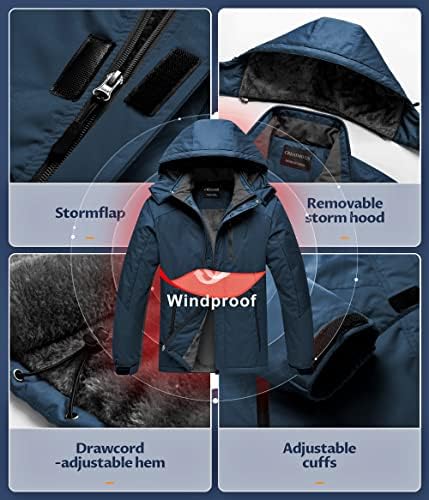Men's Mountain Waterproof Ski Jacket - Windproof Snowboarding Warm Winter Coat Raincoat