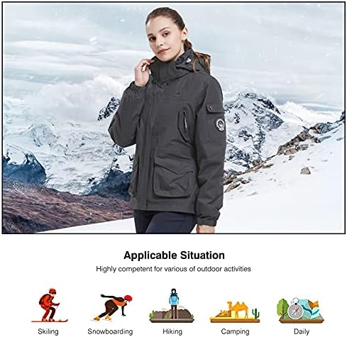 CAMEL CROWN Womens Waterproof Ski Jacket 3-in-1 Windbreaker Winter Coat Fleece Inner for Rain Snow Outdoor Hiking